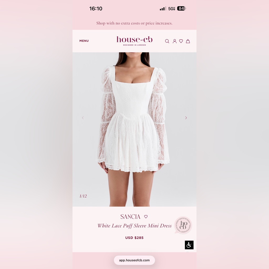 House Of Cb White Lace Puff Sleeve Dress